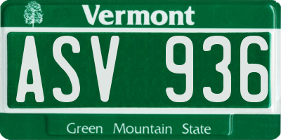 VT license plate ASV936