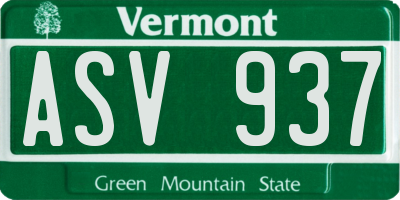 VT license plate ASV937