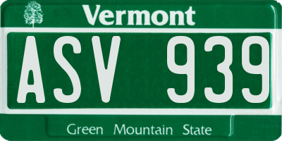 VT license plate ASV939