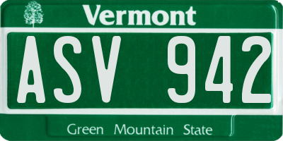 VT license plate ASV942