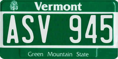 VT license plate ASV945