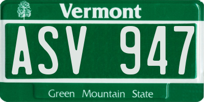 VT license plate ASV947