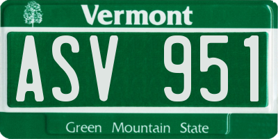 VT license plate ASV951