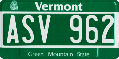 VT license plate ASV962