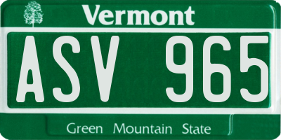 VT license plate ASV965