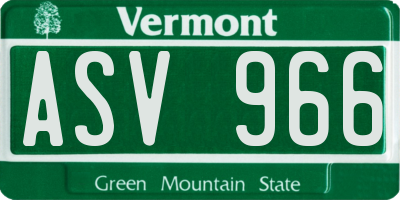 VT license plate ASV966