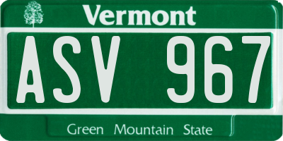 VT license plate ASV967