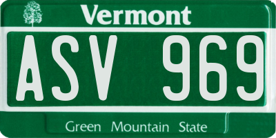 VT license plate ASV969