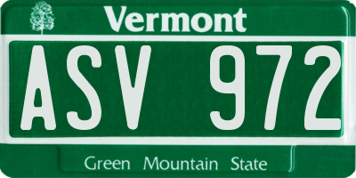 VT license plate ASV972