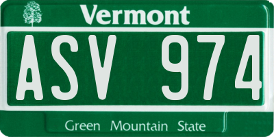 VT license plate ASV974
