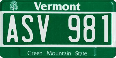 VT license plate ASV981