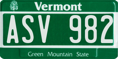 VT license plate ASV982