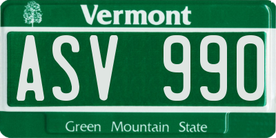 VT license plate ASV990
