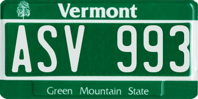 VT license plate ASV993