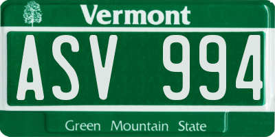 VT license plate ASV994