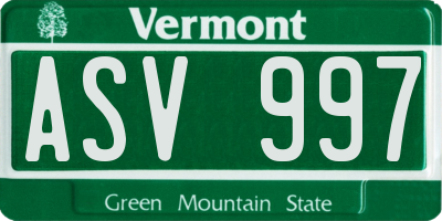 VT license plate ASV997