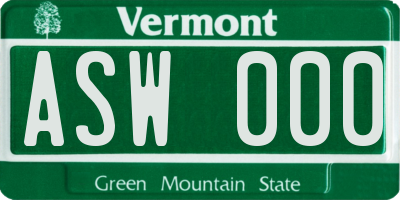 VT license plate ASW000