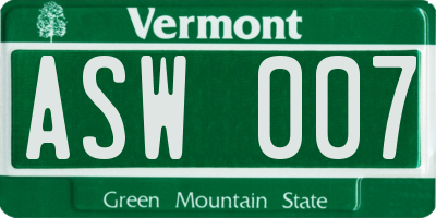 VT license plate ASW007
