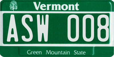 VT license plate ASW008