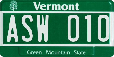 VT license plate ASW010