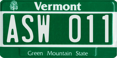 VT license plate ASW011