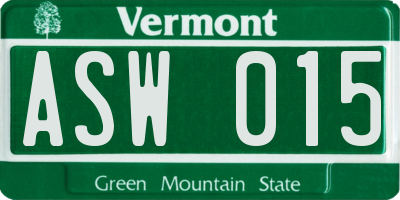 VT license plate ASW015