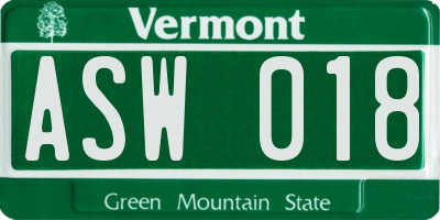 VT license plate ASW018