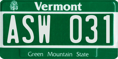 VT license plate ASW031