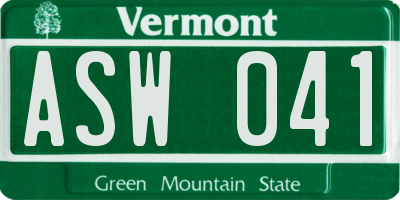 VT license plate ASW041