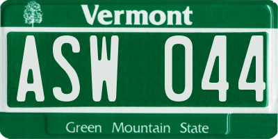 VT license plate ASW044