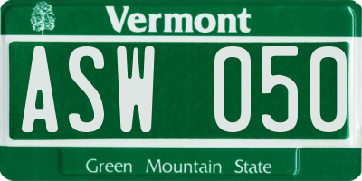 VT license plate ASW050