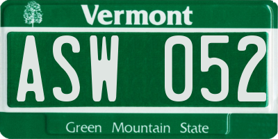 VT license plate ASW052