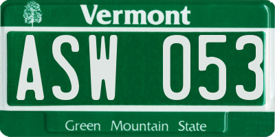 VT license plate ASW053