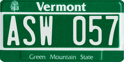 VT license plate ASW057