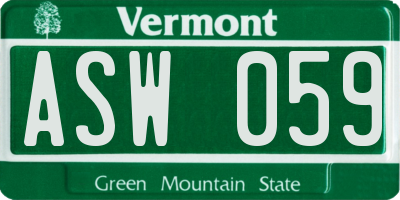 VT license plate ASW059