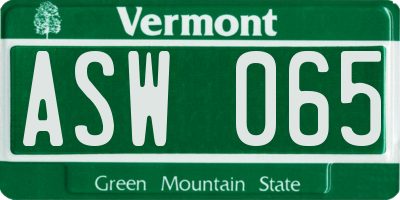 VT license plate ASW065