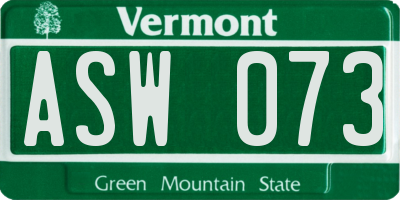 VT license plate ASW073
