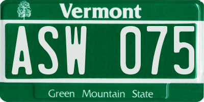 VT license plate ASW075