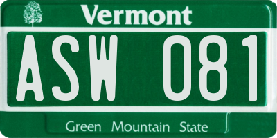 VT license plate ASW081