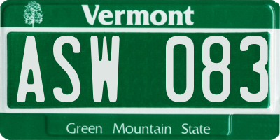 VT license plate ASW083