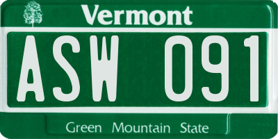 VT license plate ASW091