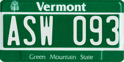 VT license plate ASW093