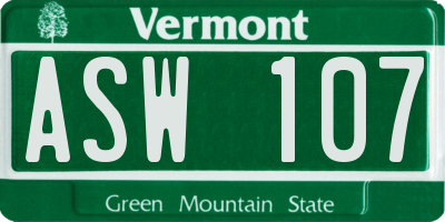 VT license plate ASW107