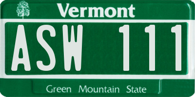 VT license plate ASW111