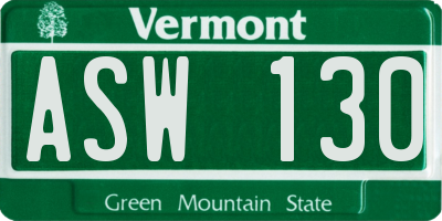 VT license plate ASW130
