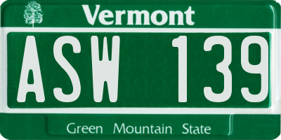 VT license plate ASW139