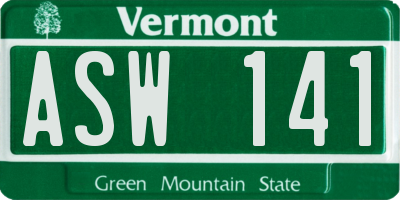 VT license plate ASW141