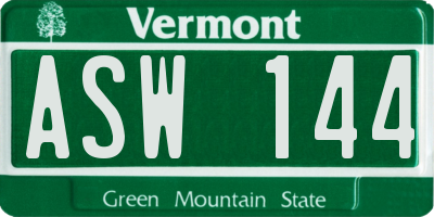 VT license plate ASW144
