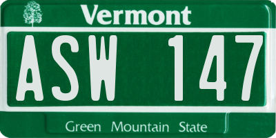 VT license plate ASW147