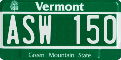 VT license plate ASW150